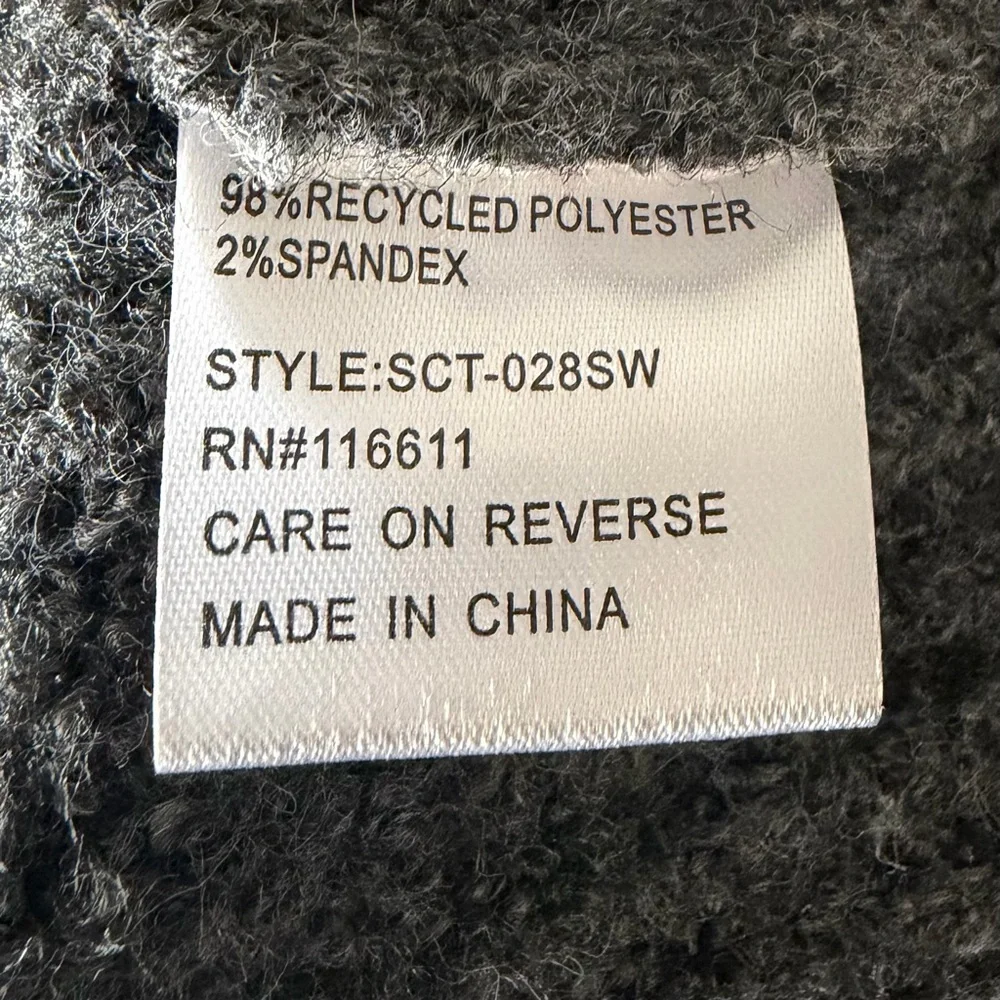 NWT, Self Contrast x Anthropologie Chunky Cozy Dark Gray Sweater, Size Large - Picture 6 of 7